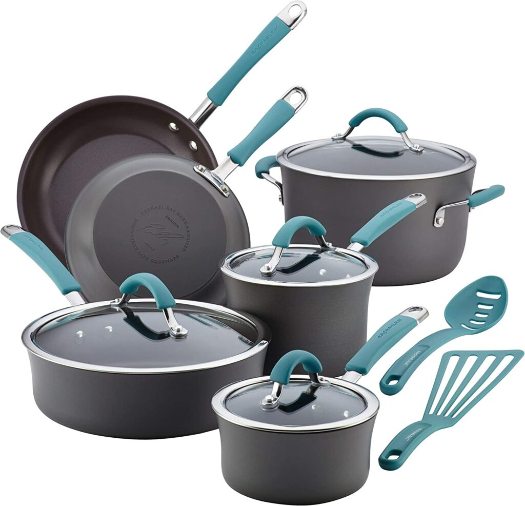 Rachael Ray 87641 Cucina Hard Anodized Nonstick Cookware Pots and Pans Set
