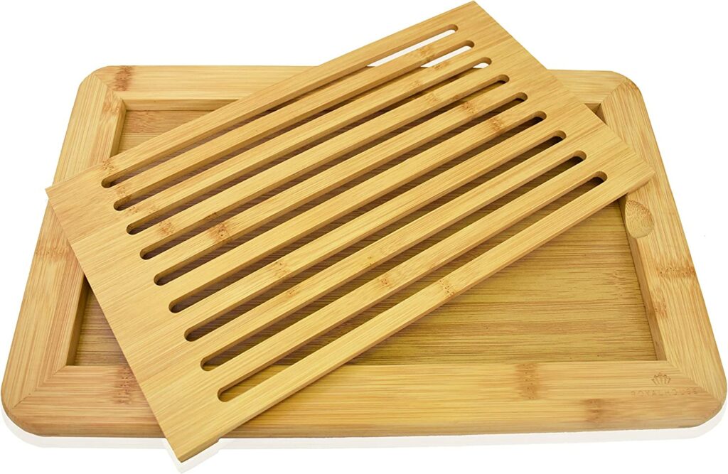 RoyalHouse Large Bamboo Bread Cutting Board with Crumb Tray1